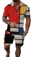 Mens Outfit 2-Piece Set Short Sleeve Casual Shirts and Shorts Set