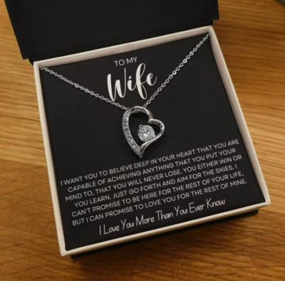 To My Wife Heart Necklace Anniversary Thoughtful Message Gift From Husband