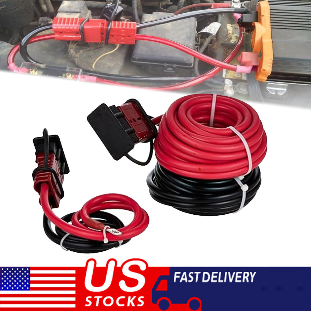 24 FT Heavy Duty Quick Disconnect Winch Power Cable 2 Gauge 2 AWG Copper Wiring