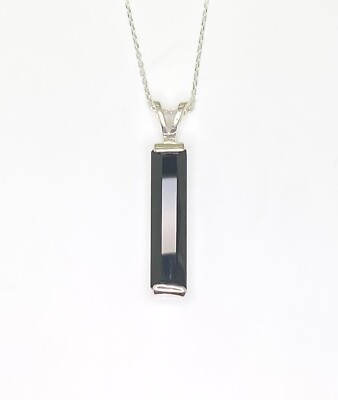 mm Scissor Cut Black Tourmaline Sterling Silver Pendant with Chain  Necklace