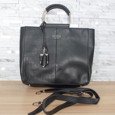 GUESS Bag Women Leather Crossbody Sling Black Satchel Purse