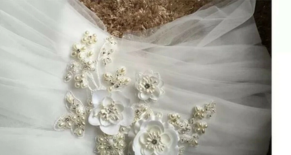 Bonito vestido de novia 2 piezas con apliques de flores 3D manualidades de costura hágalo usted mismo 9 Foto 2 de 4