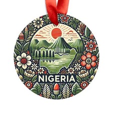 Nigeria Landscape, African Travel, Round Acrylic Ornament, Personalized Gift