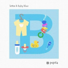 Letter B Baby Blue Needlepoint Kit or Canvas