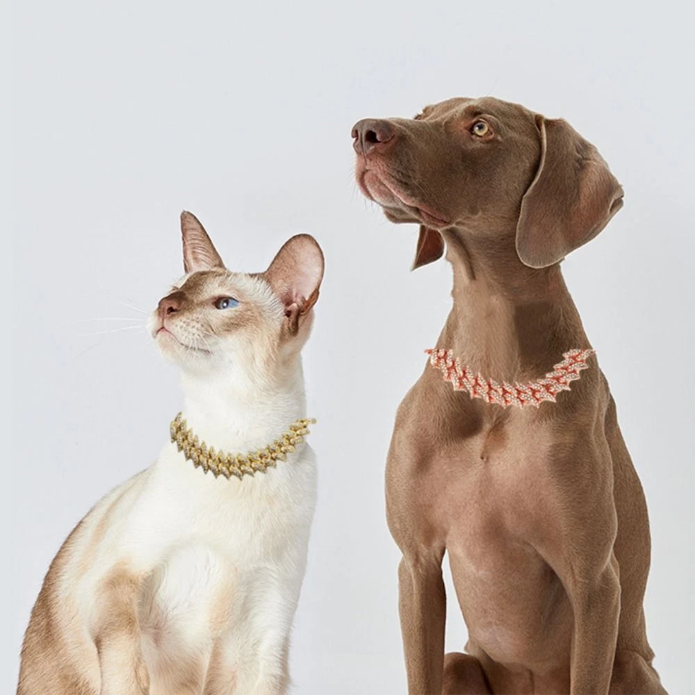 Rhinestones Dog Thorns Necklace Decorative Diamond Dog Collar Photo Props