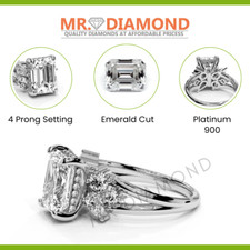 IGI 5.00 CT E VS1 Emerald Cut Lab Grown Diamond Engagement Ring Platinum 900