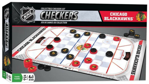 MasterPieces NHL Chicago Blackhawks Collectible Classic Checkers Board Game Set - Afbeelding 1 van 2
