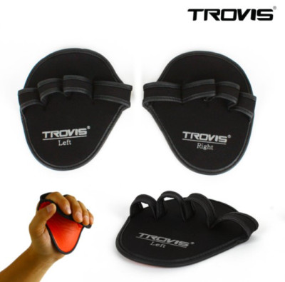 Trovis Neopren Gewichtheben Grip Gym Training Grip Pad 4 Löcher Gesundheit Ha...
