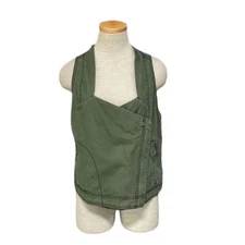 Inked & Faded Vest Women's S Small Army Green Zip Moto