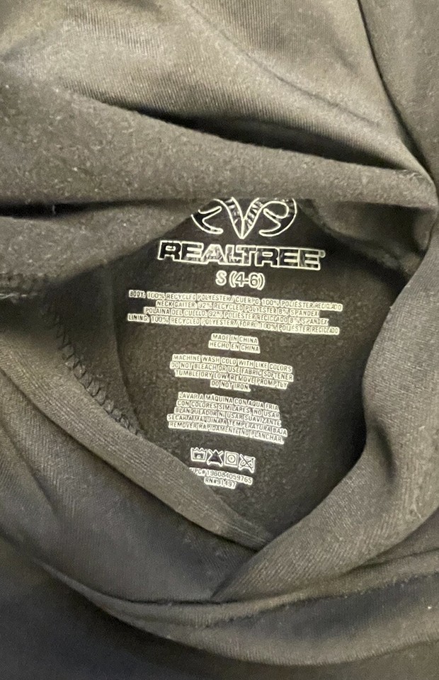 Realtree Black Performance Pullover Hoodie with Neck Gaiter Women’s