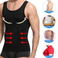 2 Pack Men Compression Slim Tummy Control Body Shaper Shapewear Tank Tops Shirt