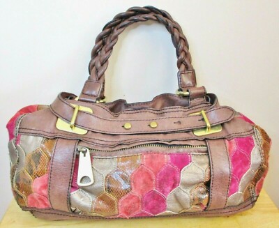 RARE! Fossil Fifty-Four Large Multicolor Patchwork Suede
