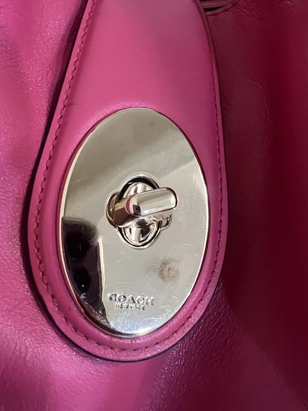 Autentica borsa a tracolla Coach Carlyle rosa caldo pelle liscia borsa tote rara