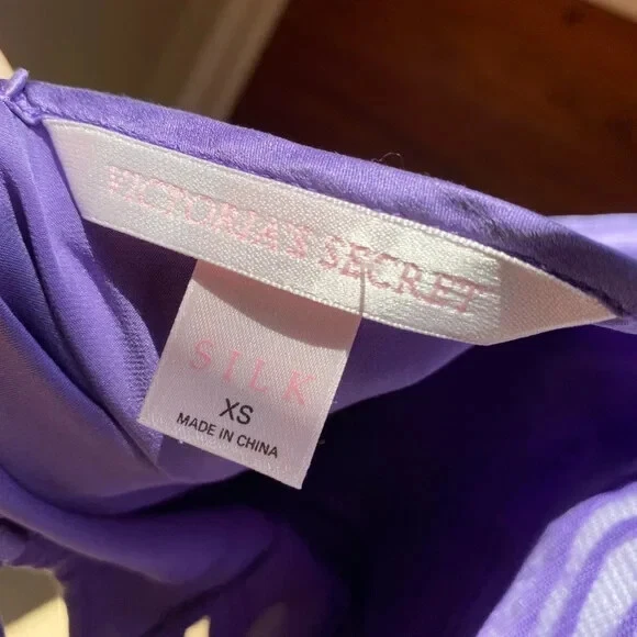 UNDERCOVER Abito Victoria's Secret Y2K Viola 100% Seta Slip XS Ottime Condizioni