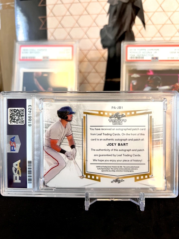 ⚾️ JOEY BART 2019 LEAF TRINITY PSA 9 MINT ROOKIE 4 COLOR PATCH AUTO RC SP /35 🔥 - Image 2 of 2