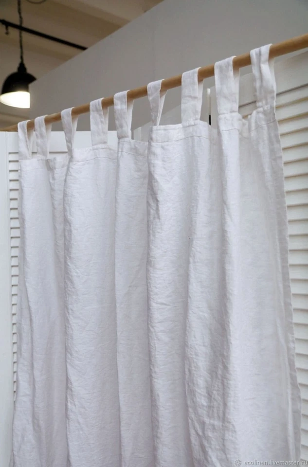 Tab top linen curtains 55" wide Linen Curtains Tab Top Drapes linen window panel - Image 4 of 4
