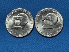 2 Coins, 1976 P  D AU Bicentennial Eisenhower   Ike Silver Dollar  