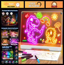 16" Rechargeable LED Drawing Board, 9 Color Modes, Neon Art Doodle Pad, Gift for