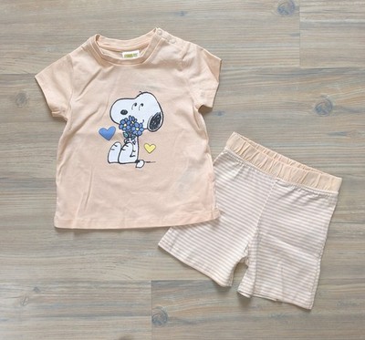 Peanuts SNOOPY Baby Mädchen Outfit Sommer SET kurze Hose & T-Shirt Gr: 62 NEU