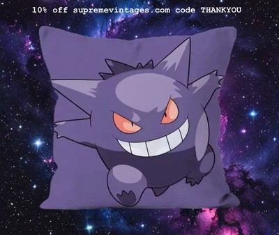 Gengar Face Pokemon LARGE 24 X 24 inch Stuffed Pillow Brand New
