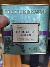 Fortnum and Mason famous teas Earl Grey Classic 250g Tea Tin caddy empty