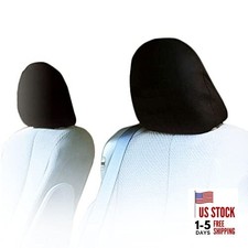 Universal Headrest Covers for Cars  Trucks - Solid Black Polyester with Foam