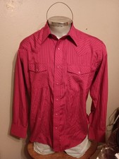 Wrangler Pearl Snap Western Shirt Large Striped Vintage XL Red Snaps