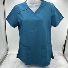 Dickies Scrub Top Womens Small Teal Blue EDS Essentials V Neck Tunic Pockets