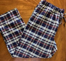 Hart Schaffner Marx Men's Pajama Loungewear Sleep Pants Navy Blue Plaid XL