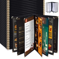 WeChef 30 Pack Menu Covers 8.5 x 14" Book Style 7 Pages 14 Views Restaurant Club