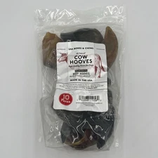 NEW!! Bones & Chews Dog Treat 10ct All Natural Cow Beef Hooves - Made In The USA