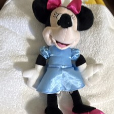 Disney Minnie Mouse Plush Stuffed Animal Blue Dress Pink Bow 12" 2007 D3723