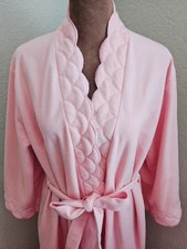 Vintage Sears Carriage Court Pink Robe Scalloped Collar Long Housecoat Size M