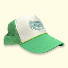 Vintage Crab Trucker Hat Green White Coastal Beach Aesthetic Cap