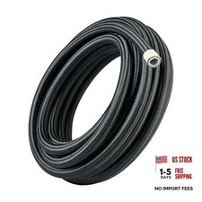 6AN PTFE Fuel Hose Line, AN6 Fuel Line E85 Nylon Braided 5FT 6AN 5FT Black
