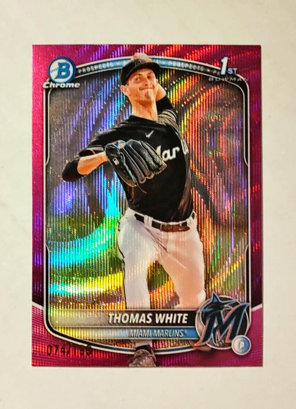 Thomas White 2025 1st Bowman Chrome FUCHSIA Wave REFRACTOR 074/199 RC Y6