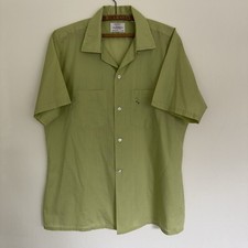 Vintage 1960s Arrow Loop Wheel Collar Sanforized Avocado Green Shirt Size L