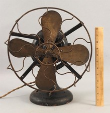 Antique Westinghouse Tankmotor Tilting Electric Cast Iron Fan 12 inch Brass Cage
