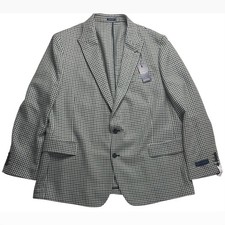 Stafford Mens 50R Sport Coat Blazer Green Houndstooth Wool Blend Classic Fit New