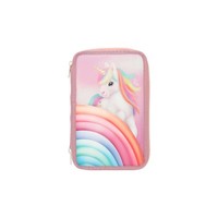 Ylvi 3-Fach Federtasche Farbwolke Inkl. Stifte Mit Einhorn-Motiv Und Regenbogen
