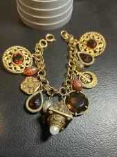 1950-60s Gold Tone Victorian Revival Charm Bracelet Lot 2