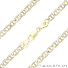 4.4mm Marina / Mariner Link Sterling Silver 14k Yellow Gold-Plated Chain Anklet