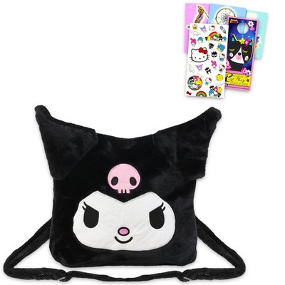 Kuromi Plush Purse Set - Bundle with Kuromi Plushie Plus Stickers, Tattoos and M