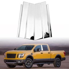 BASIKER Silver Door Pillar Trim Compatible with 2004-2015 Nissan Titan Access...