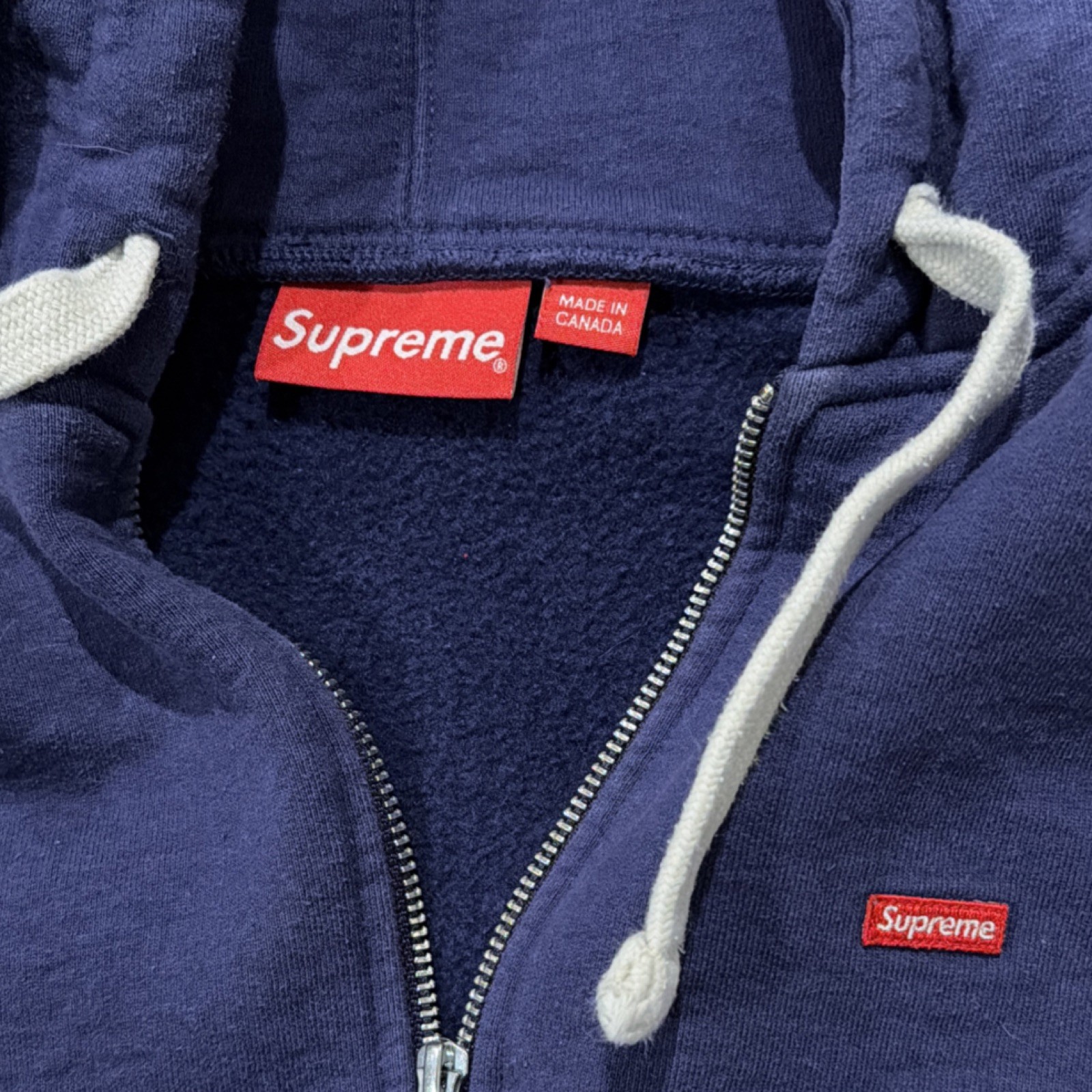 Supreme Blue Fleece Full Zip Hoodie Men's Hooded Long Sleeve with Pockets thumbnail 2