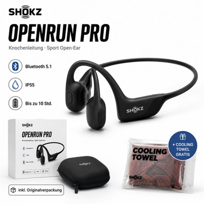 SHOKZ OpenRun Pro Bluetooth Sport Kopfhörer geprüft mit OVP + Gratis Kühltuch