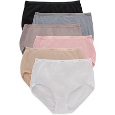 New 6-Pack Hanes Womens Size 6 High Waist Moisture Wicking Cotton Brief Panties