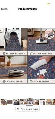 Rug 2x3ft - Washable Non Slip Rubber Backed - Image 1 of 4