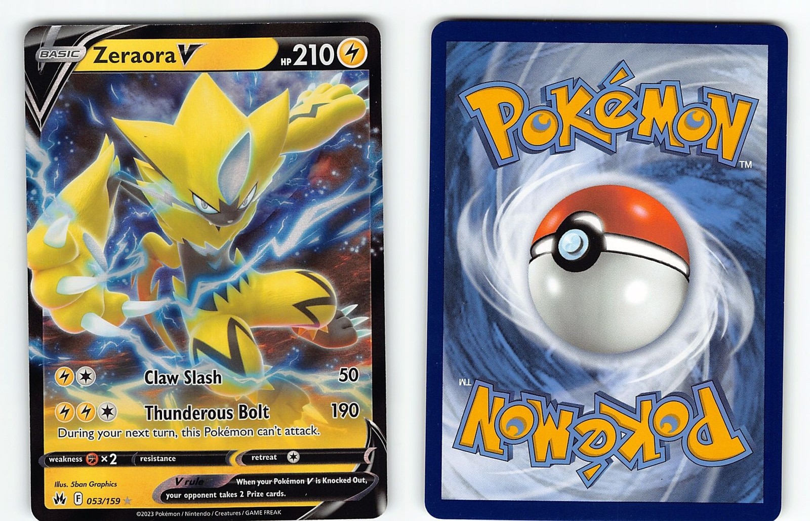 ZERAORA V 053/159 HOLO RARE V CROWN ZENITH POKEMON LP