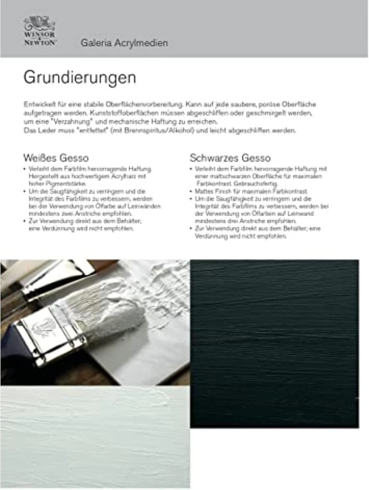 Primer Winsor & Newton Galeria acrílico 33,8 fl oz (pacote com 1), branco Gesso - Imagem 2 de 2